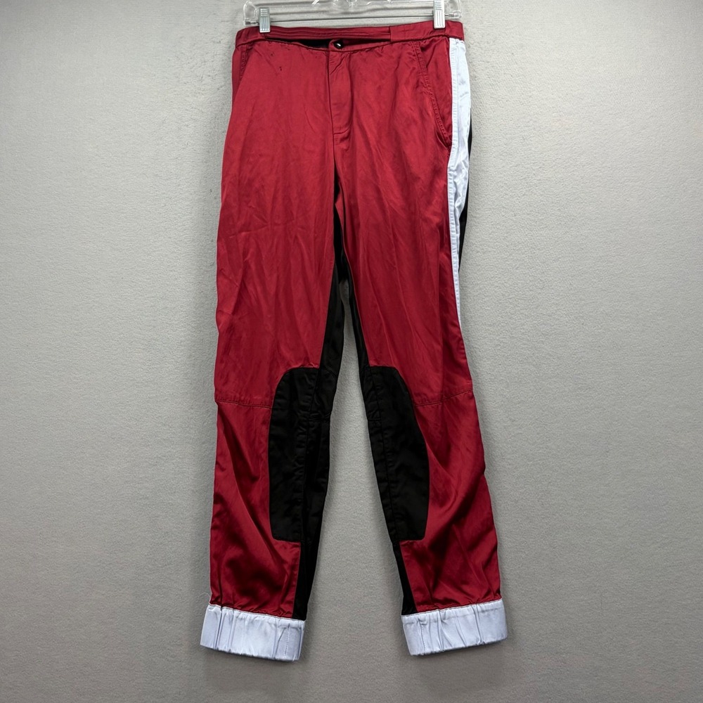 Dries Van Noten Pants Mens EU 44 Red Satin‎ Colorblock Racing Streetwear Joggers